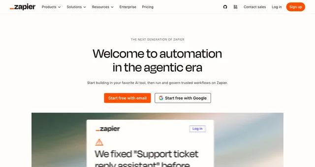 Zapier 홈페이지 화면